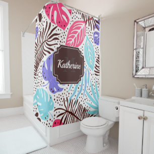 Cute Tropical Leaves Shower Curtain