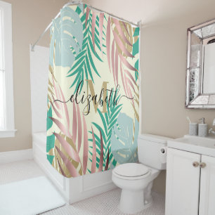 Cute Tropical Leaves Shower Curtain