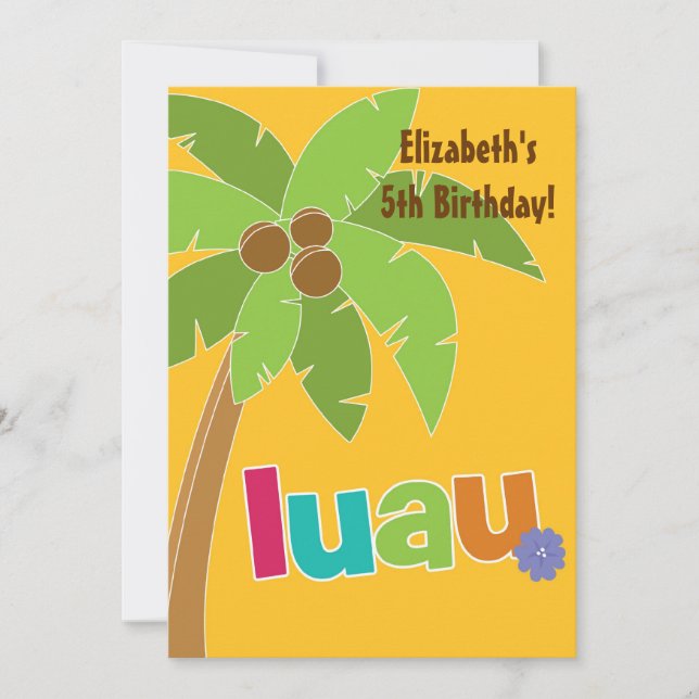 CUTE Tropical Luau Birthday Party Invitation (Front)