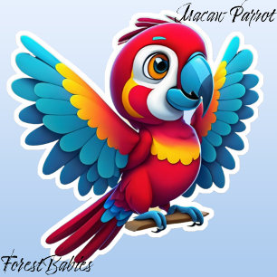 Cute Tropical Macaw Parrot Bird Cartoon Graphic