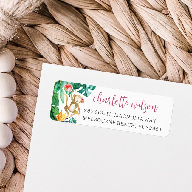 Cute Tropical Monkey Return Address (Creator Uploaded)