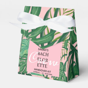 Cute Tropical Palm Pink Bachelorette Hangover Kit Favour Box