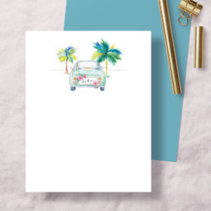 Cute Tropical Palm Tree & Car Watercolor Thank You Card
