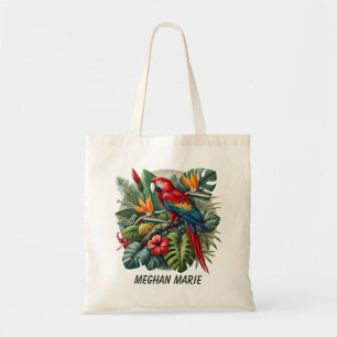 Cute Tropical parrot add name Tote Bag