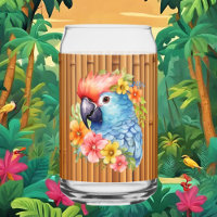 Cute Tropical parrot beach party home bar