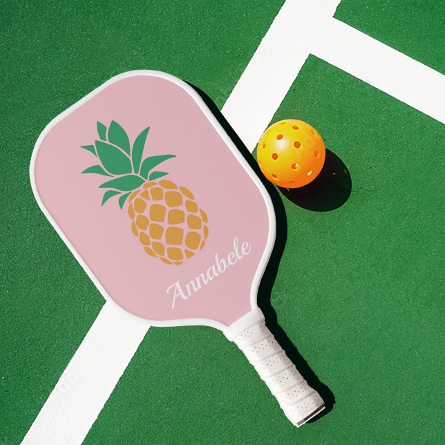 Cute Tropical Pineapple Monogram  Pickleball Paddle (Creator Uploaded)