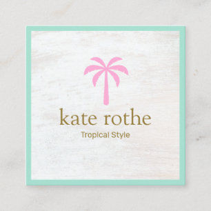 Cute Tropical Pink Palm Tree White Wood Calling Ca