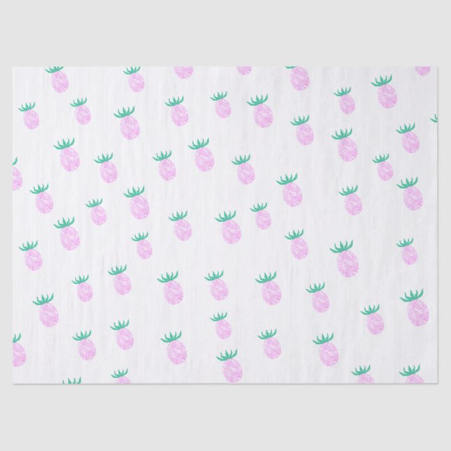 Cute Tropical Pink Pineapple Pattern Tissue Paper (Front)