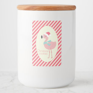 Cute Tropical Santa Flamingo - Christmas Cookies Food Label
