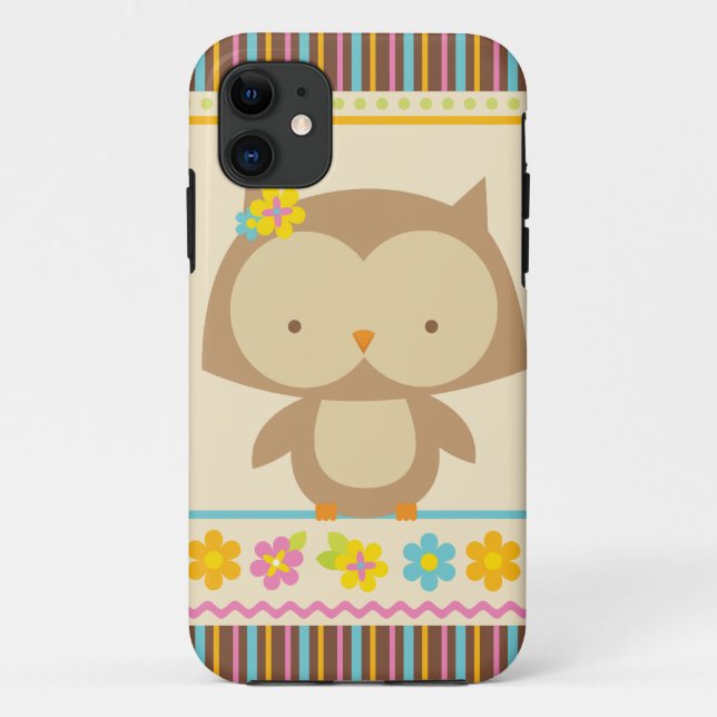 Cute tropical stripes owl girls iphone 5 case (Back)