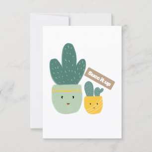 Cute Tropical Succulent Houseplant Smile Card