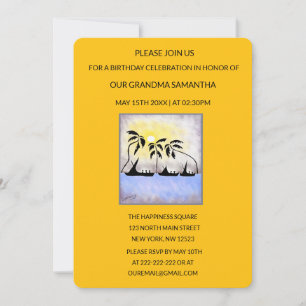 Cute Tropical Summer Sunset Birthday  Invitation