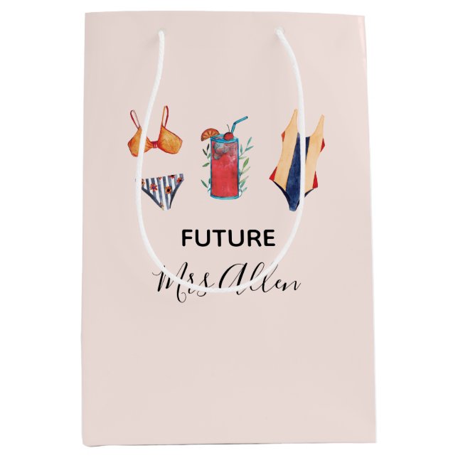 Cute Tropical Swim Bridal Shower Gift Bag (Front)