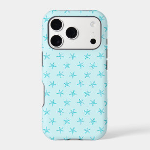 Cute Tropical Teal Blue Starfish Pattern