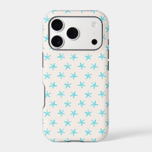 Cute Tropical Teal Blue Starfish Pattern Beige