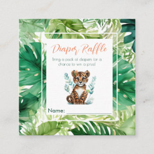 Cute Tropical Tiger Baby Shower Diaper Raffle Enclosure Card