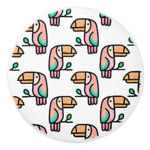 cute tropical toucan bird animal gift for kids ceramic knob
