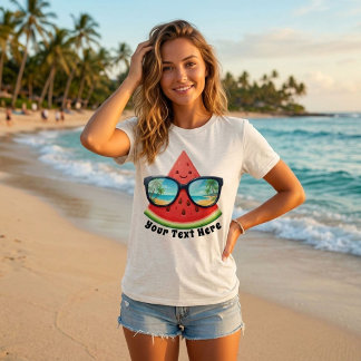 Cute Tropical Watermelon Summer Holiday Custom Tri-Blend Shirt
