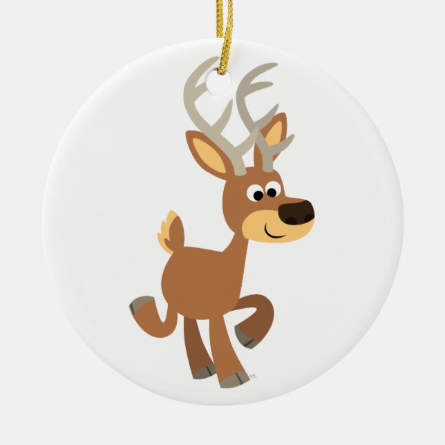 Cute Trotting Cartoon Deer Ornament (Front)