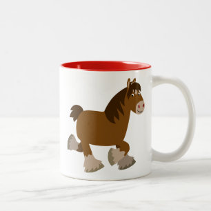 Cute Trotting Cartoon Shire Horse Mug