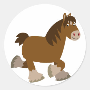 Cute Trotting Cartoon Shire Horse Sticker