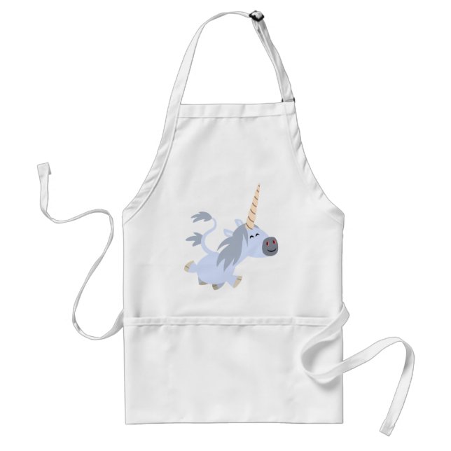 Cute Trotting Cartoon Unicorn Cooking Apron (Front)