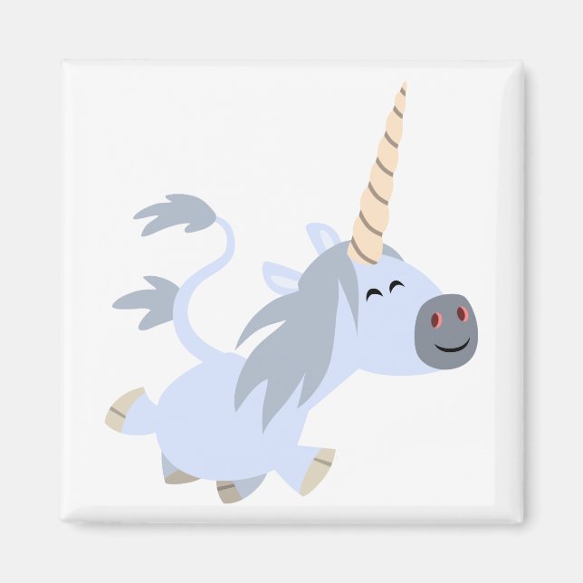 Cute Trotting Cartoon Unicorn Magnet (Front)