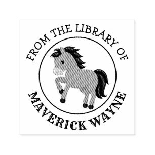 Cute Trotting Pony From The Library Of Child Name Self-inking Stamp