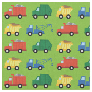 Cute Trucks Construction Kids Dump Garbage Fabric
