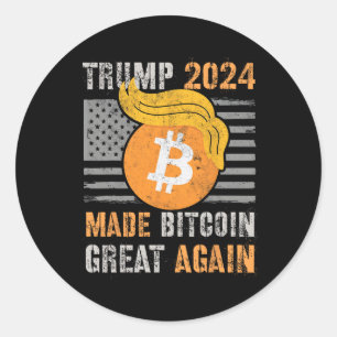Cute Trump 2024 Made Bitcoin Great Again President Classic Round Sticker
