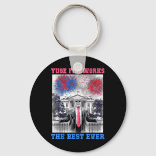 Cute Trump 4th Of July Yuge Fireworks Usa Flag Sum Key Ring