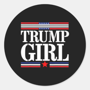 Cute Trump American Flag Women Girls Girl For Dona Classic Round Sticker
