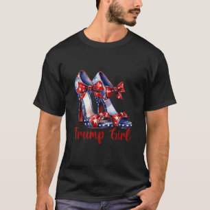 Cute Trump Girl High Heel Stilettos American Flag T-Shirt
