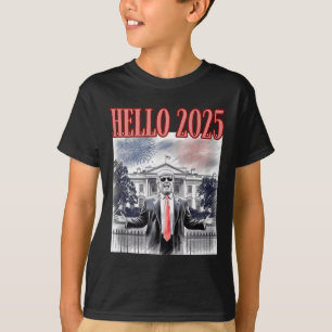 Cute Trump Hello 2025 New Year Eve Conservative Da T-Shirt