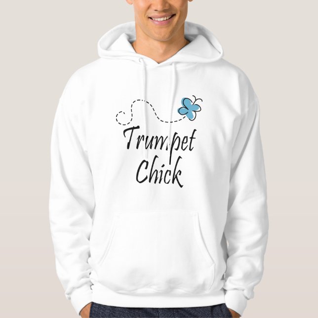 Cute Trumpet Chick Music Hoodie (Front)