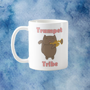 Cute Trumpet Tribe Cat Illustration Music Lover Coffee Mug