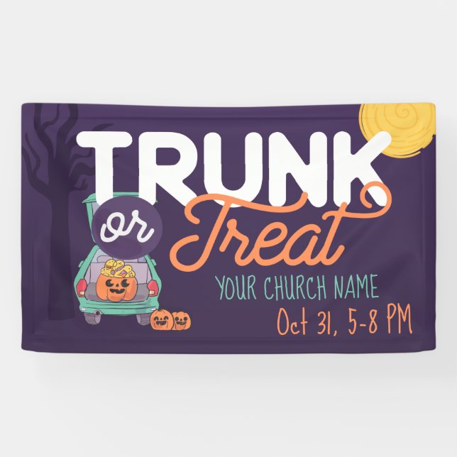Cute Trunk or Treat Custom Halloween Banner (Horizontal)