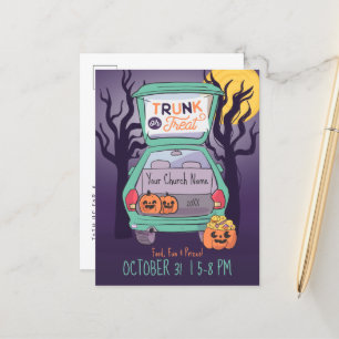Cute Trunk or Treat Custom Halloween Invitation Postcard