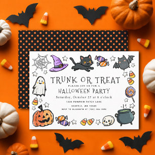 Cute Trunk or Treat Kids Crayon Halloween Party Invitation