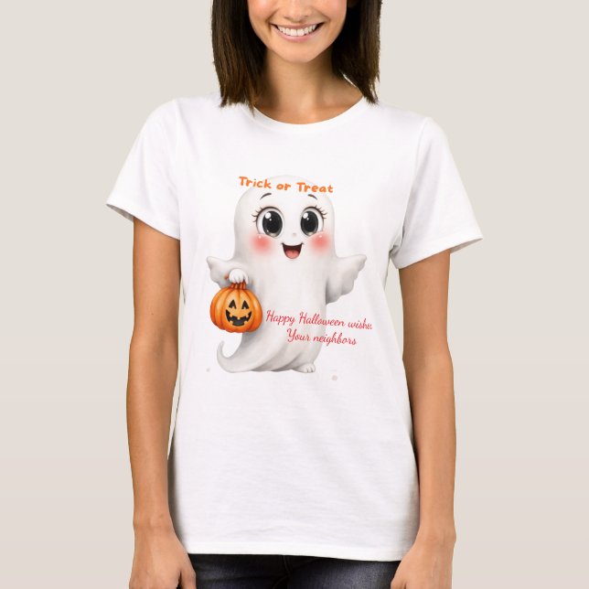 Cute tshirt happy Halloween with adjustable text  (Front)