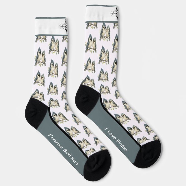 Cute Tufted Titmouse Bird Socks (Right)
