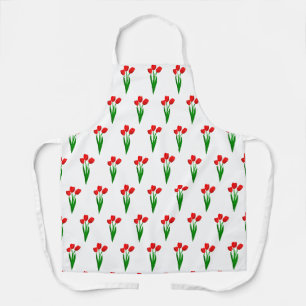Cute Tulip Flower Print Kitchen Apron