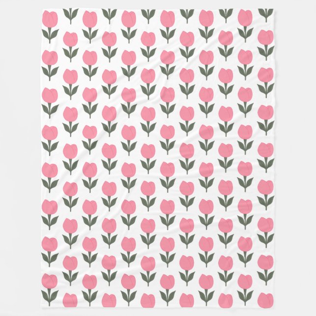Cute Tulips flowers pattern | Any background colou Fleece Blanket (Front)