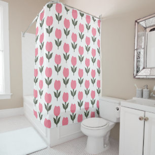 Cute Tulips flowers pattern   Any background colou Shower Curtain