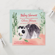 Cute Tumbling Panda Gender Baby Shower Invitation