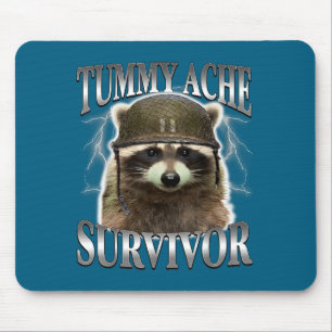 Cute Tummy Ache Survivor Raccoon Saying Mouse Mat