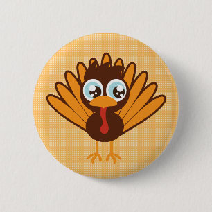 Cute Turkey 6 Cm Round Badge