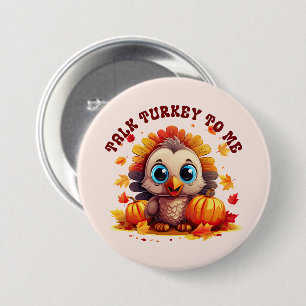Cute Turkey and Autumn Foliage 7.5 Cm Round Badge