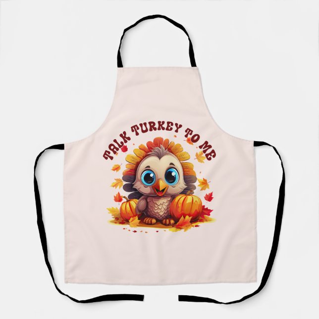 Cute Turkey and Autumn Foliage Apron (Front)