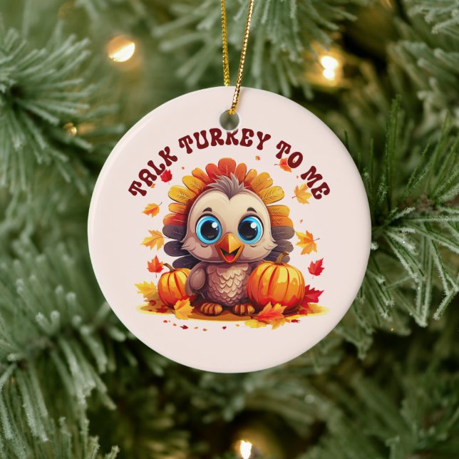 Cute Turkey and Autumn Foliage Ceramic Tree Decoration (Tree)